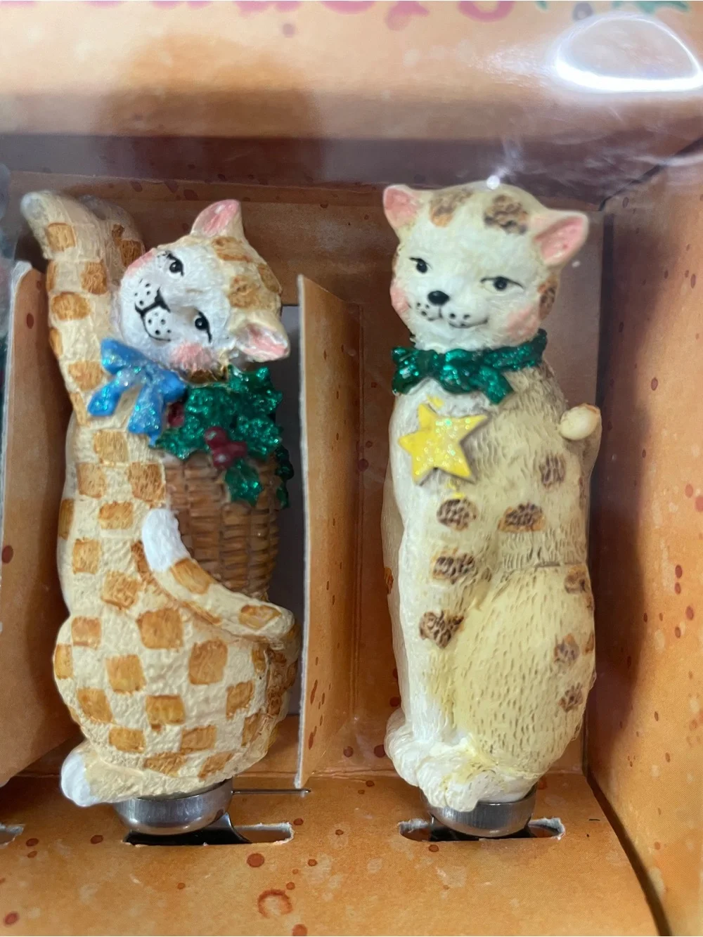 Vintage Boston Warehouse Christmas Cat Spreader Knife Set Susan Winget 4pc New